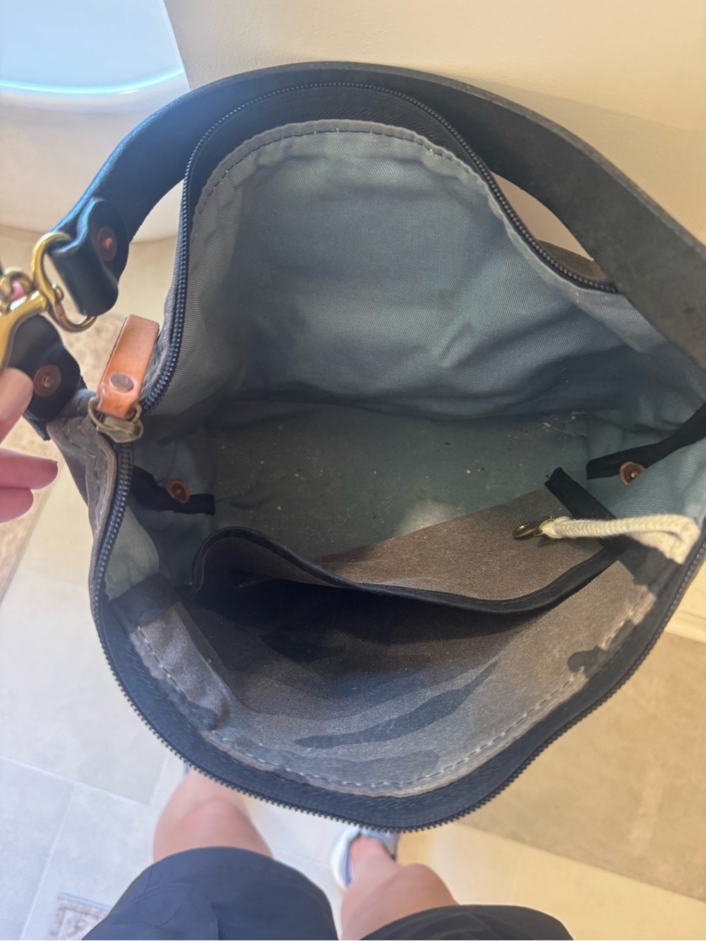 Meanwhile Back on the Farm Leather and Canvas Crossbody/Shoulder Bag - Picture 4 of 5
